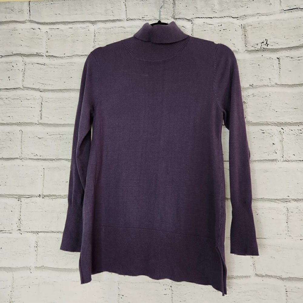 Soft Surroundings Womens Purple Gray Knit Turtleneck SweaterTunic Size PS